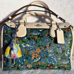 Coach Mini Bennett Satchel in Rose Meadow Floral Print including Charm